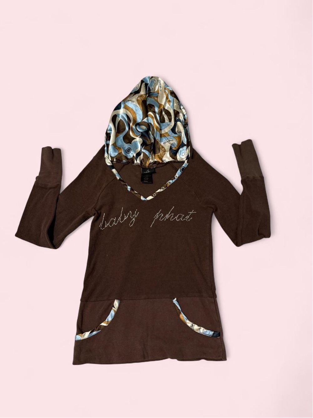 Vintage Y2K Baby Phat Intimates rich brown thermal logo long-sleeve hoodie